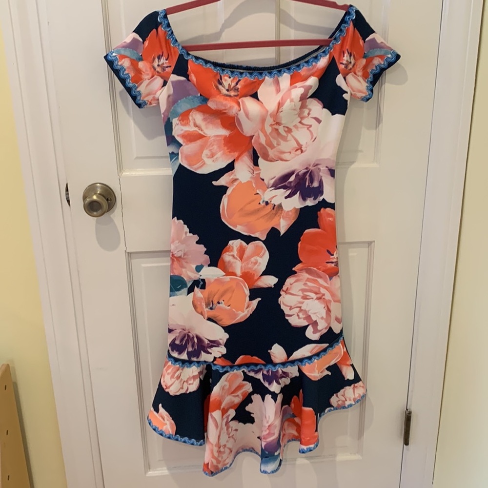 High Low Ruche Ruffle Floral Dress - Picture 6 of 9